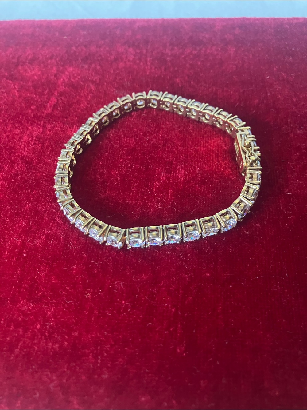 Sterling 925 Gold Vermeil Clear CZ Heavy Tennis Bracelet Approx 7” 22.9g.